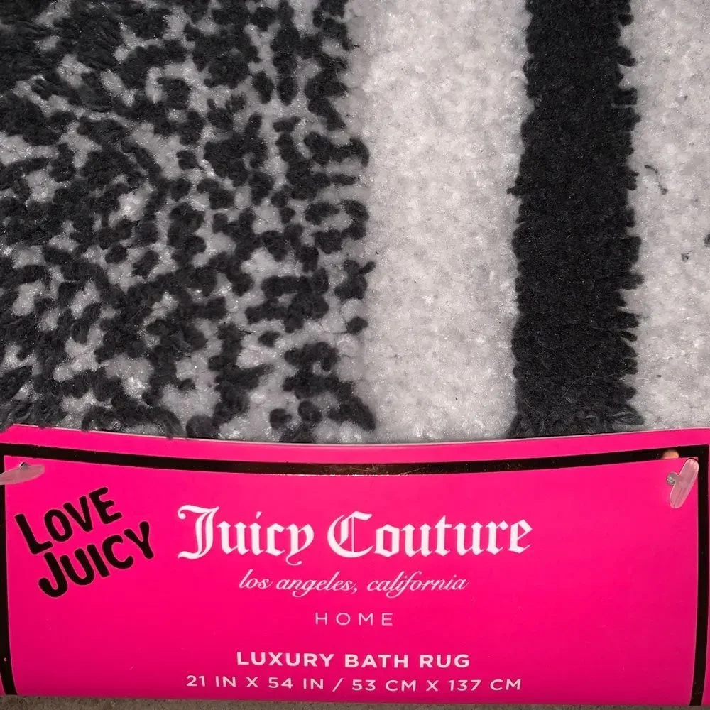 Brand New Black Striped Juicy Couture Bath Rug